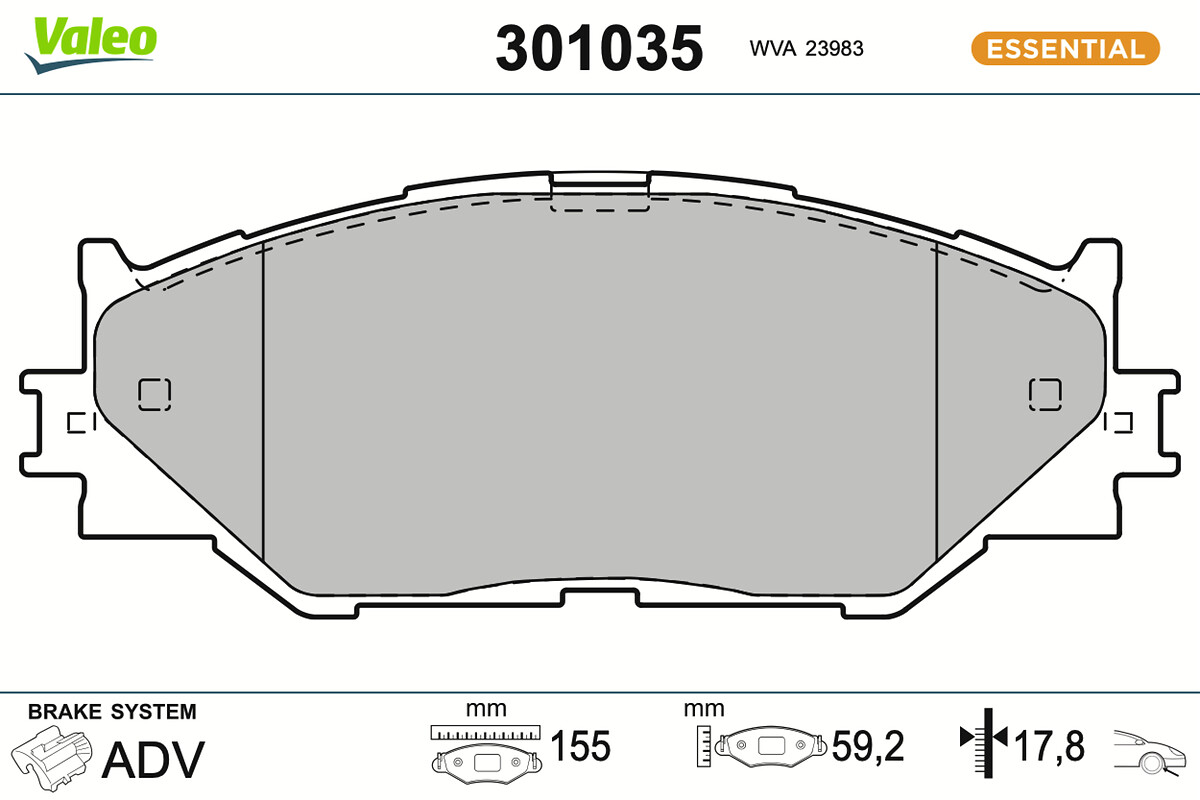 Jeu de 4 plaquettes de frein VALEO ref. 301035